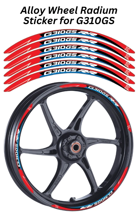 Alloy wheel Radium Sticker for G310 GS | Made in Premium Radium with FPF (Fade Protection Film), Waterproof, Precut Sticker, Pack Of 12